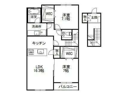 ヒルズレジデンシャルB(2LDK/2階)の間取り写真