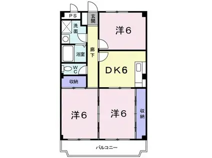 ニューマリッチフジモト(3DK/1階)の間取り写真