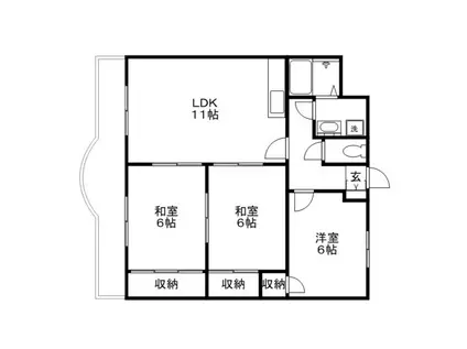 ロイヤルシティII(3LDK/2階)の間取り写真