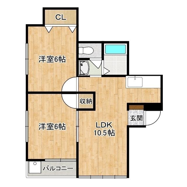 ルーチェ城北(2LDK/1階)の間取り写真