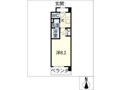 フラワーズドリームII(1K/8階)の間取り写真