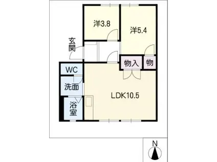 M&M C棟(2LDK/1階)の間取り写真