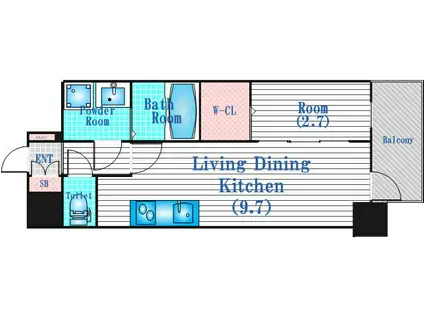 アプリーレ西本町(1LDK/12階)の間取り写真