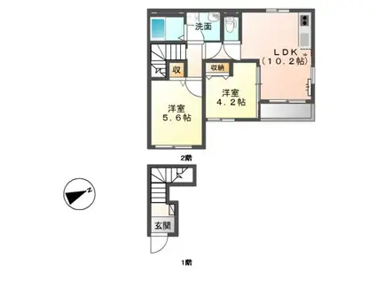 ディアシス(2LDK/2階)の間取り写真