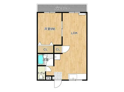 エルモア青川(1LDK/1階)の間取り写真