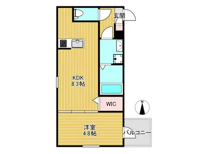 KERASIA(1LDK/2階)の間取り写真