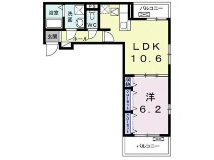 カーサ リオ(1LDK/1階)の間取り写真