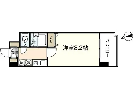 双葉ヒルズ堺町(1K/9階)の間取り写真