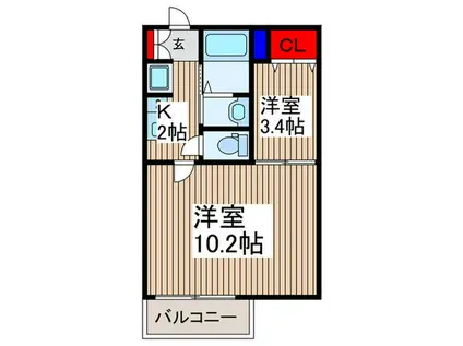 MARK DUO西所沢I(2K/1階)の間取り写真