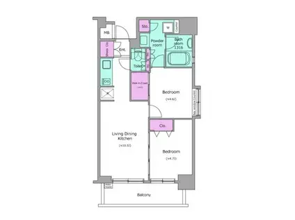 レジディア浅草橋(2LDK/7階)の間取り写真