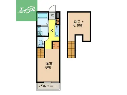 フラッティーノ(1K/2階)の間取り写真