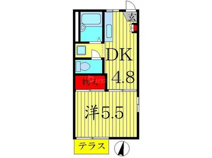 ミューゼハウス(1DK/1階)の間取り写真