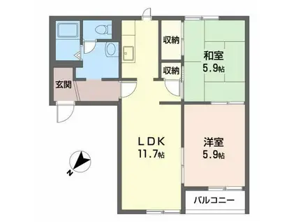 アフェクション丸尾(1LDK/1階)の間取り写真