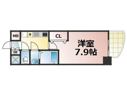 LUXE森ノ宮(1K/4階)の間取り写真