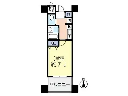 グランヴァン東品川(1K/4階)の間取り写真