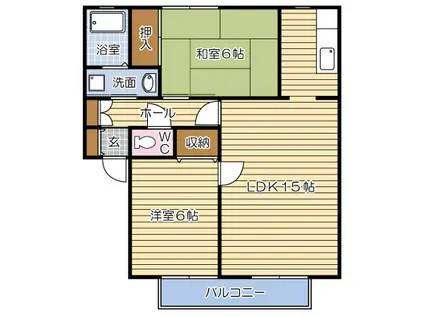 サンガーデン葛原B棟(2LDK/2階)の間取り写真