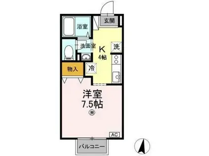 セジュール昭(1K/2階)の間取り写真