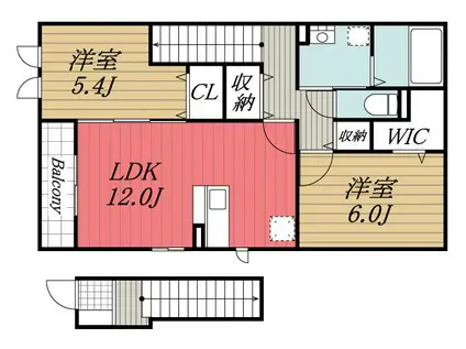 ベイヒルズ(2LDK/2階)の間取り写真