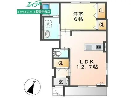 ファミールA(1LDK/1階)の間取り写真