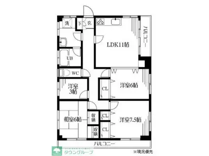 ラベンダーコート(4LDK/3階)の間取り写真