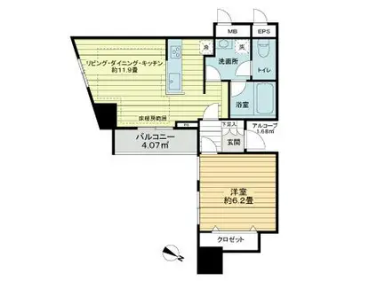 カテリーナ代々木プレイス(1LDK/2階)の間取り写真