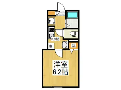 THE MALIE久米川(1K/1階)の間取り写真