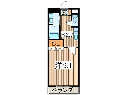 パラシオン平塚(1K/1階)の間取り写真