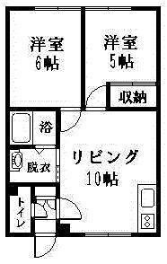 サンライズ9.5(2LDK/2階)の間取り写真