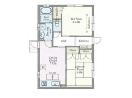 ハピネス ヒロ(2DK/1階)の間取り写真