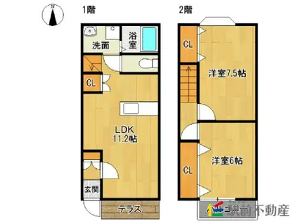 PALM HILLS C(2LDK/1階)の間取り写真