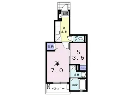 ファミーユ 朝日(1SK/1階)の間取り写真
