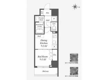 ALPHA PRIME東陽町(1DK/2階)の間取り写真