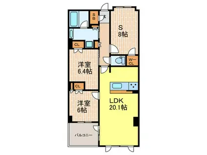 パークシュロス芦屋(2SLDK/3階)の間取り写真