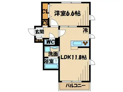 リヴィエール(1SLDK/1階)の間取り写真