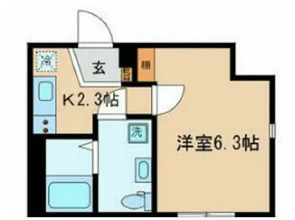 エムズ西六郷(1K/1階)の間取り写真