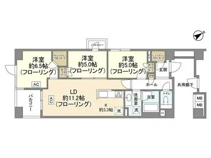 ファインレジデンス三田(3LDK/5階)の間取り写真
