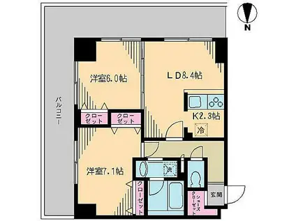 クレドラテース白河(2LDK/4階)の間取り写真