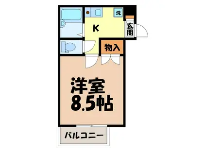 ヒルズ山花(1K/2階)の間取り写真