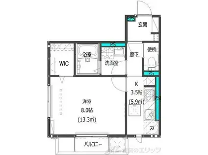 シプレコート茨木(1K/3階)の間取り写真