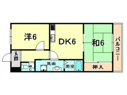 モンスフェールリュウ(2DK/1階)の間取り写真