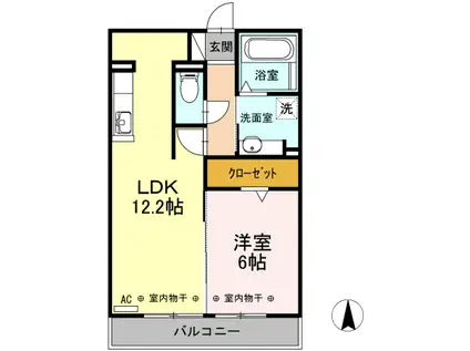 LUMIERE MARUJU(1LDK/2階)の間取り写真