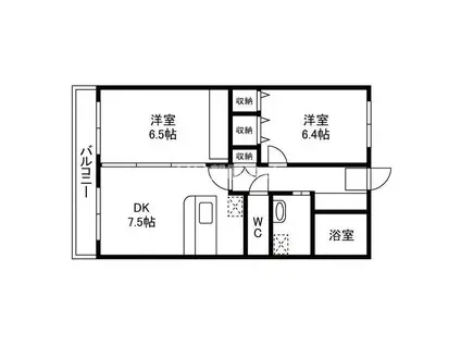 グレース・ミエ(2DK/2階)の間取り写真