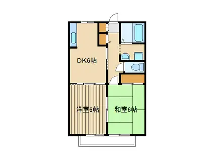 ファミーユ・ドミ(2DK/2階)の間取り写真