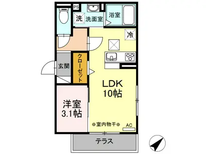 SYMPHONY(1LDK/3階)の間取り写真
