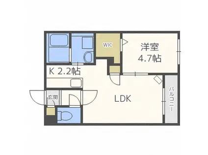 グランメール中の島1-4(1LDK/5階)の間取り写真