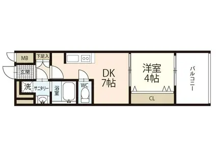 REGLUS東平塚(1DK/13階)の間取り写真