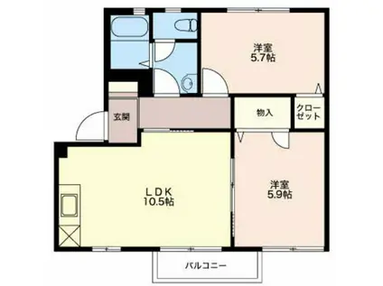 タウンコート中町(2LDK/2階)の間取り写真