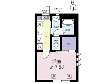 CLIFTON HILL(1K/2階)の間取り写真