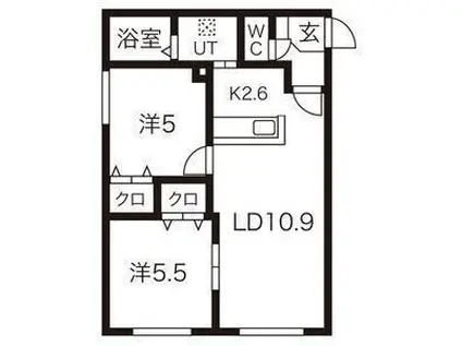 ノイエ・A(2LDK/4階)の間取り写真