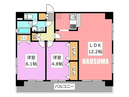 レガロ飛鳥山(2LDK/12階)の間取り写真
